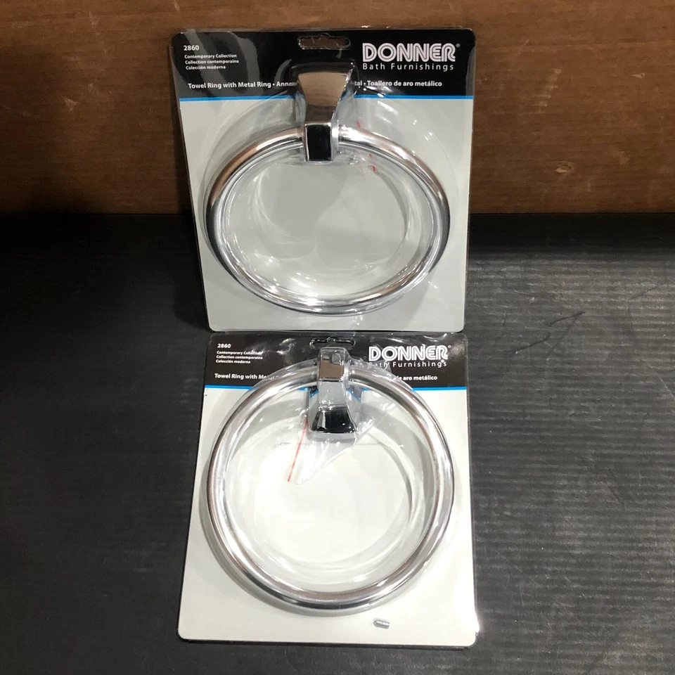 (2 УПАКОВКИ) DONNER ПОЛОТЕНЦЕ КОЛЬЦО С МЕТАЛЛИЧЕСКИМ КОЛЬЦОМ, МЕБЕЛЬ ДЛЯ ВАННЫ 2860, НОВЫЙ БЕСПЛАТНАЯ ДОСТАВКА - Изображение 4 из 4