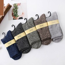5 Pairs Men's Socks Wool Cashmere Thick Warm Soft Solid Casual Sports Mid-calf