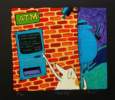 Matt Rinard Fine Art 「clancy’s club」 Matt Rinard BAD DOG Hand Signed Limited Edition Lithograph Art | eBay