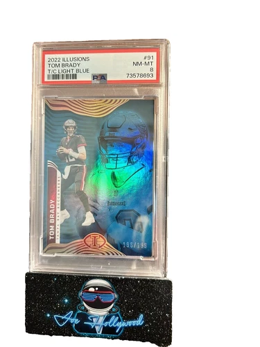 2022 Illusions Tom Brady T/C Light Blue /199 #91  PSA NM-MT 8 Tampa Bay POP 3