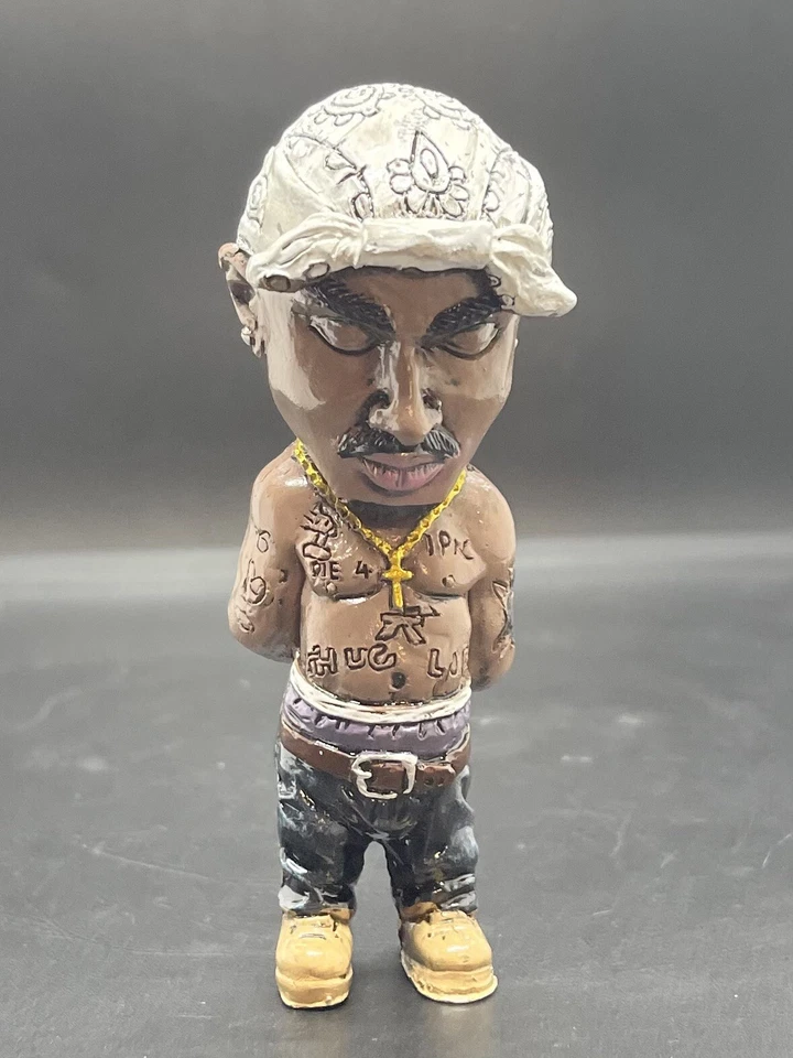 Tupac Turbante Blanco Hip Hop Resina Creativa Escritorio Estatua Hogar 4.25" Nuevo Foto 2 de 4