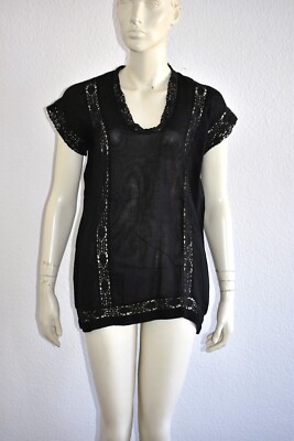 ISABEL MARANT ÉTOILE   leichte Tunika m. Lochspitze Schwarz FR 38 DE 36