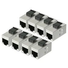 8 Packs CAT 6a Keystone Jacks, RJ45 Couplers Female to Female Straight Shielded