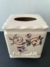 CROSCILL CHAMBORD Floral Pattern Ceramic TISSUE BOX COVER Bathroom Vanity