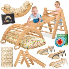 KIDIZ® Klettergerüst Rutsche Holz Kletterturm Montessori Kinder Spielplatz Set