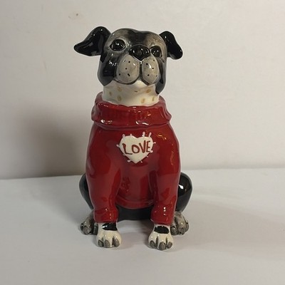 Blue Sky Clayworks Black Dog Red Sweater ''LOVE'' Valentine's Day Figurine