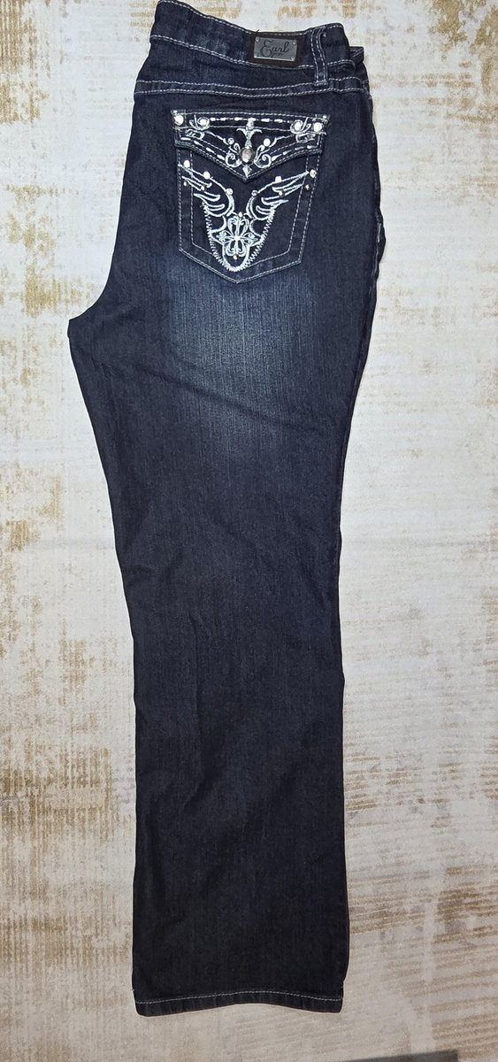 earlデニム Earl Jean Jeans Womens 14P Blue Dark Wash Bootcut Rhinestone