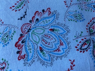 TREE HOUSE FABRIC~Paisley Garden~DUSTY BLUE~Pink Red Green~SPIROGRAPH FLORALS~