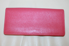 LONGCHAMP Continental Flat Pink Pebbled Leather Wallet
