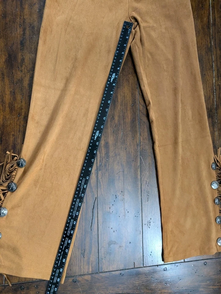 Брюки кончо L&B из искусственной замши с бахромой размер 12 измененная талия 28 дюймов вестерн богемное - Изображение 4 из 4