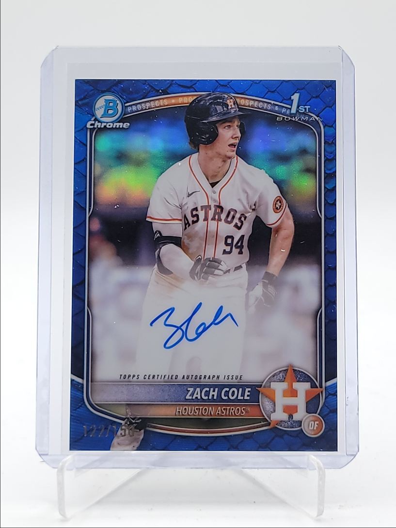 ZACH COLE 2025 BOWMAN CHROME 1ST AUTOGRAPH BLUE REPTILIAN AUTO /150 Q6017