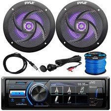 JVC KDX560BT Receiver, 2 x 6.5" 240W Speakers, Antenna, AUX Mount, Speaker Wire