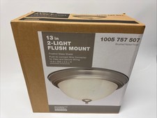 Hampton Bay 13 in. 2-Light Brushed Nickel Flush Mount