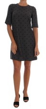 Dolce & Gabbana Gray Polka Dotted Sheath Wool Women's Dress Authentic
