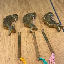 Vintage Brass Fish Padlocks Charms w/ String Decorations - Set of 3