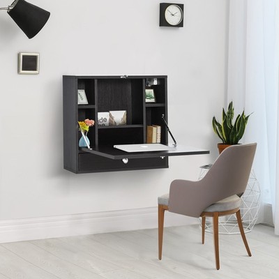 Black Wall Mount Wood Foldable Desk Children Table Desk Workstation