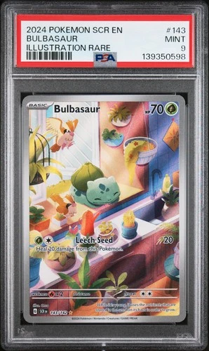 Pokemon Bulbasaur 143/142 Sv07 Stellar Crown #143 Illustration Rare MINT PSA 9