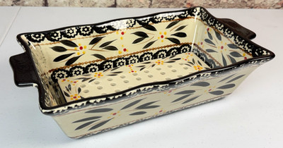 Temptations By Tara Old World Black 1.7 Qt Loaf Pan Baking Dish w/ Drip Tray