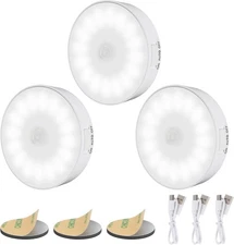 Motion Sensor Light Indoor [Upgraded 14 LEDs], 3 Pack Rechargeable Night Ligh