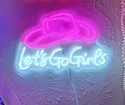 Let's Go Girls Neon Sign, Pink Cowgirl Hat Led Light Up Sign Dimmable USB  — photo 1