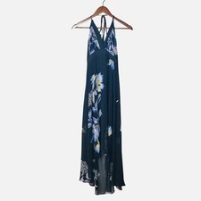 White House Black Market Floral High Low Halter Maxi Dress Size 8 Chiffon
