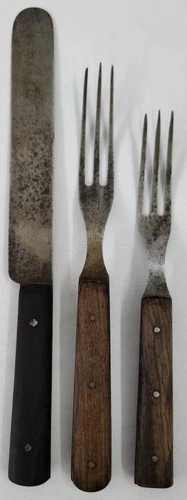 Antique Civil War Era Flatware Lot Wood Handles Knife 3 Prong Forks