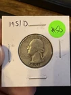1951-D Washington Quarter 25C Silver 0.900 Business Strike KM#164
