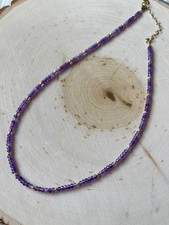 Dainty Amethyst Faceted Round Gemstone Silver Filled Beads Choker Necklace 18''