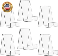 6 Pack Acrylic Book Stand, Clear Book Display Holder, Book Easel Stand for Displ
