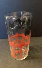 Federal Glass Company Vintage Black Scotty Dogs with Red Plaid Glass Vintage