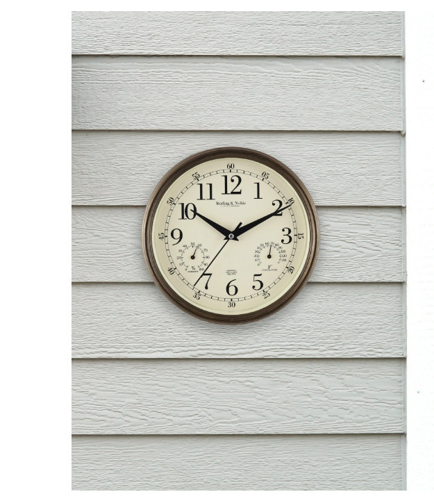 Mainstays 8.75" Indoor/Outdoor Antique Bronze Round Arabic Analog Wall Clock