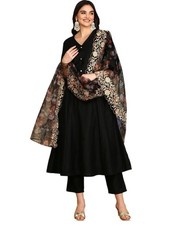 ishin V-Neck Three-Quarter Sleeves Kurta with Trousers  With printed Dupatta...
