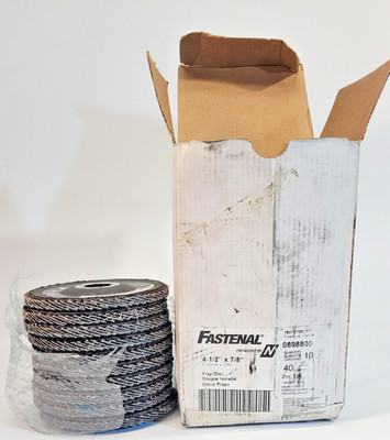 Fastenal Flap Disk 4-1/2'' X 7/8''- 40 Grit Part # 0898800 - 13,300 RPM - 10 Pack