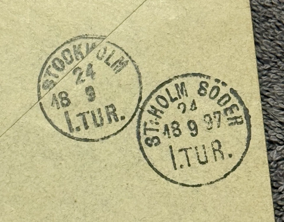 Sweden 1897 Cover FÄLLINGSBRO to STOCKHOLM SÖDER 3+5 Öre Oscar II Pair - Image 4 of 4