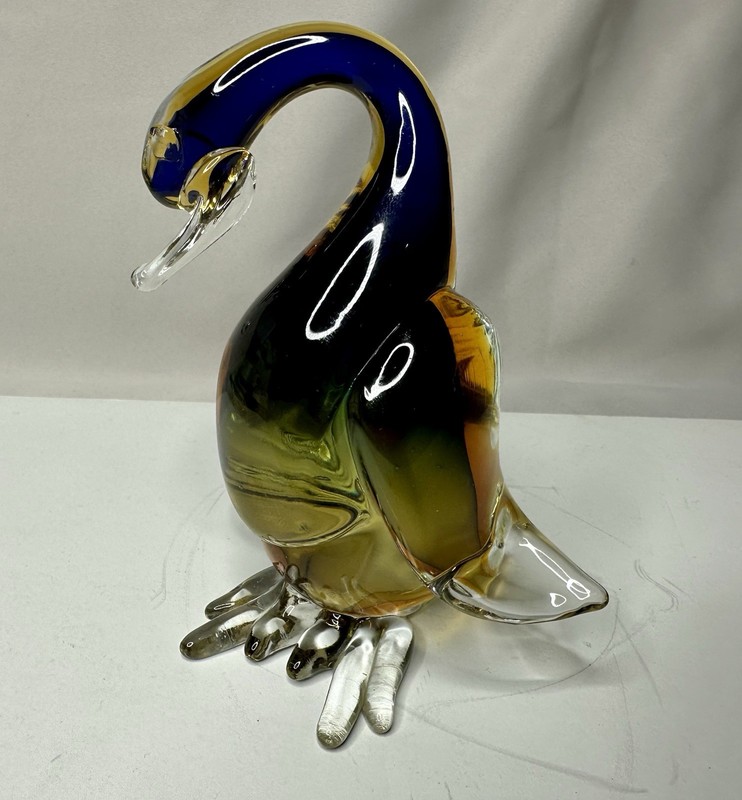 Vintage MCM Murano Blown Glass Duck Italian Art Archimede Seguso Style