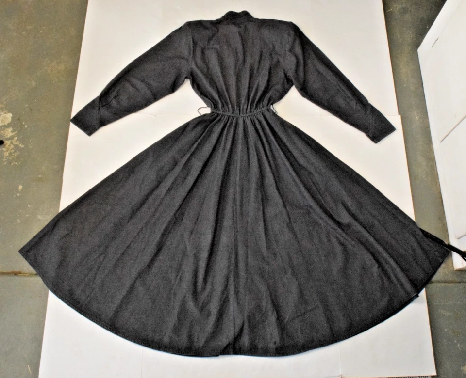 Vintage Jean Shirt Dress Choon California Sz S 80s Charcoal Denim Button Down - Image 2 of 4