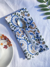 Assorted Cloth Napkins Set Hand Block Floral Printed Cotton Dinner Table Napkins