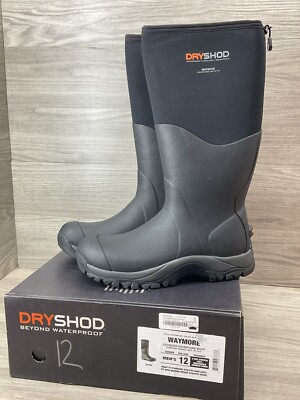 Dryshod Waymore Rain Mens SIZE 12 Black MUCK WORK Boots WYM-MH-BK  15-17'' TALL