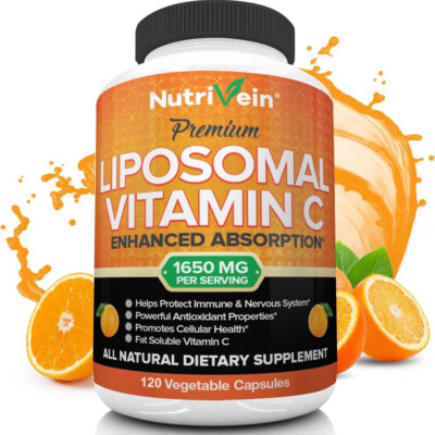 Liposomal Vitamin C 1650mg 120 Capsules High Absorption Supplements