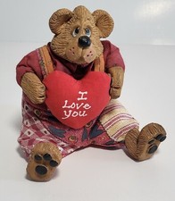 Russ Teddy Bear, Holding "I Love You Heart" Plush Brown Red 7"