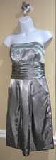 DAVIDS BRIDAL 83707 Mercury Silver Bridesmaid Cocktail Sleeveless Dress Sz 2