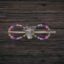 Lilla Rose Flexi - Clip 3799  Sugar Skull Barrette Nickel Plated