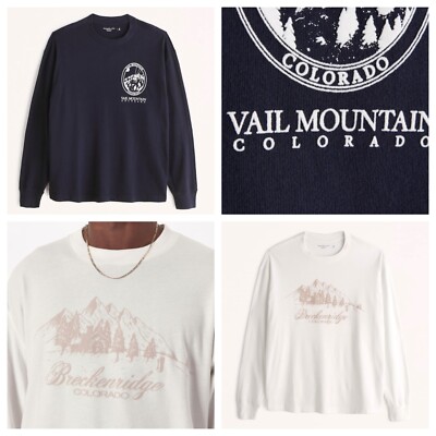 NWT ABERCROMBIE & FITCH MEN Long-Sleeve Ski Graphic Shirts | M, L