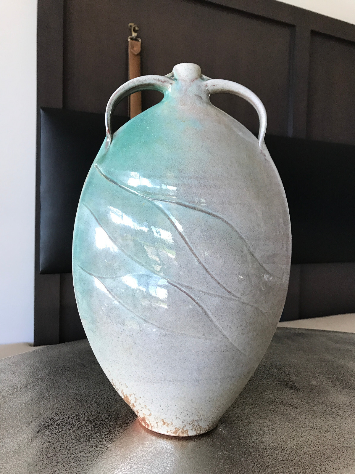 Joe Winter Flounder Vase 14.75" Wood Fired Pottery Nevada Potter