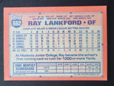1991 topps 40 years of baseball Ray Lankford Cardinals #682 1991 topps 40 years of baseball Ray Lankford Cardinals #682