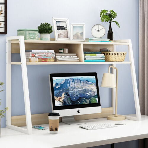 Zion Versatile Desk Hutch Storage Shelf Unit Organiser -Large (White Oak) - Picture 1 of 4