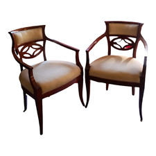 ANTICA POLTRONA coppia STILE LUIGI XVI LEGNO di NOCE MASSELLO ITALIA POLTRONE