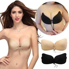 Strapless Backless BRA CLEAVAGE PROM WEDDING LACE UP PUSH-UP INSTANT LIFT BRAS