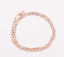 1.50mm Rock Sparkle Twisted Chain Necklace Real Solid 14K Rose White Gold