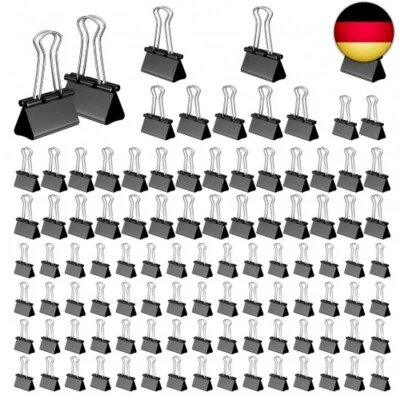 MESYBVEO 100 Stück Foldback Klammern, 15 mm/ 19mm/ 25mm/ 32mm Papierklammern, Binder